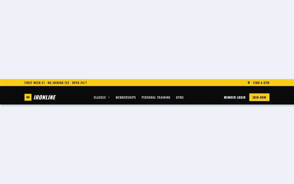 Gym bold black — elementor headers & navbars template