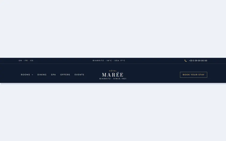 Hotel dark centred — elementor headers & navbars template