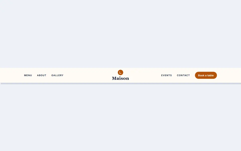 Centred logo — headers & navbars template