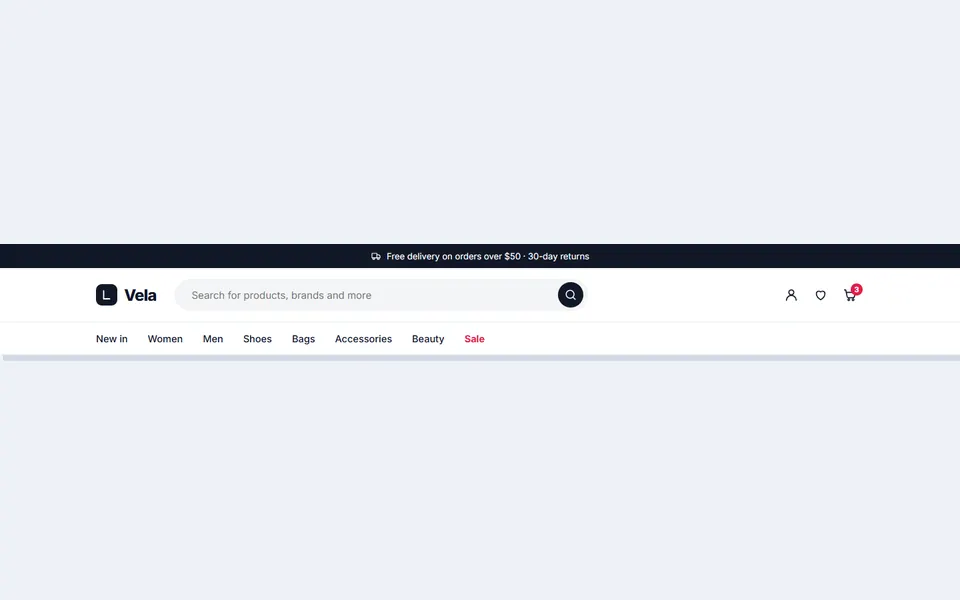 Shop with search — headers & navbars template