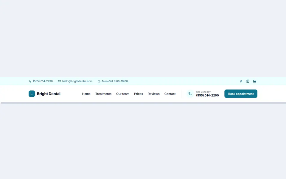 Business with contact bar — headers & navbars template