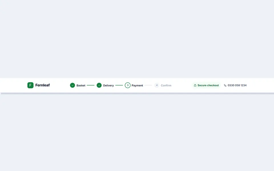 Checkout header with steps — headers & navbars template