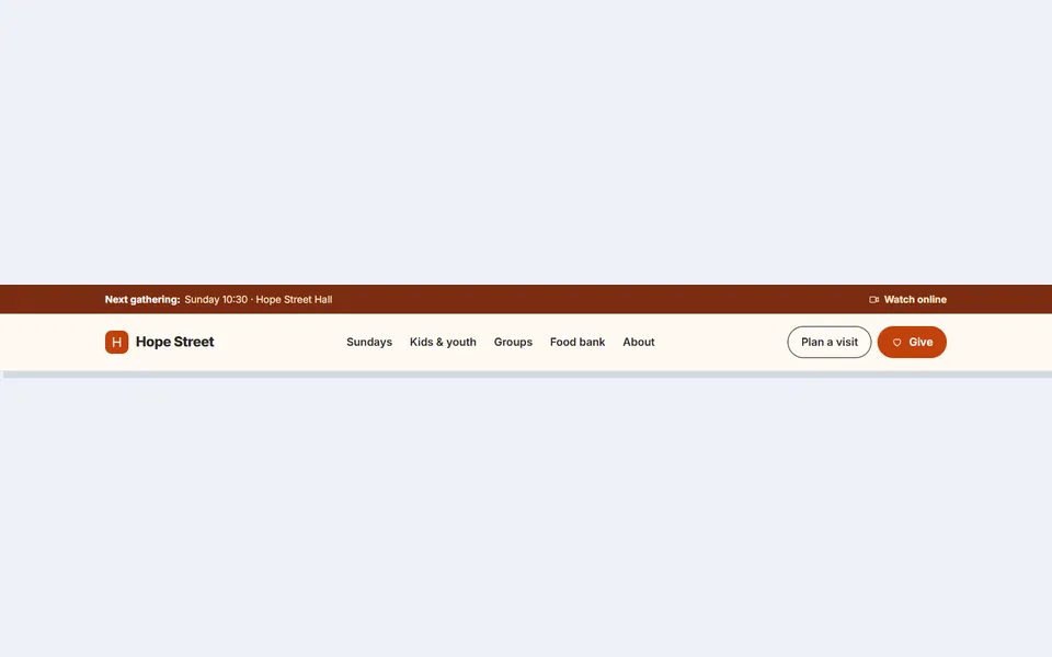 Community header with live badge — headers & navbars template