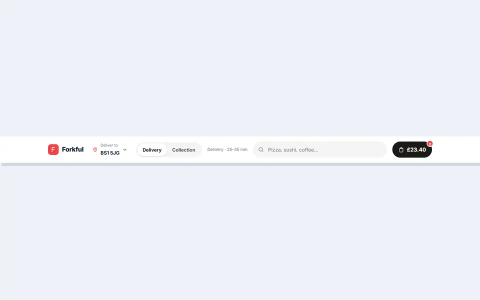 Delivery app header — headers & navbars template