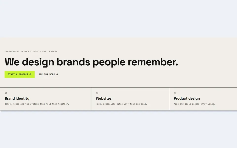 Studio cells — bricks hero sections template