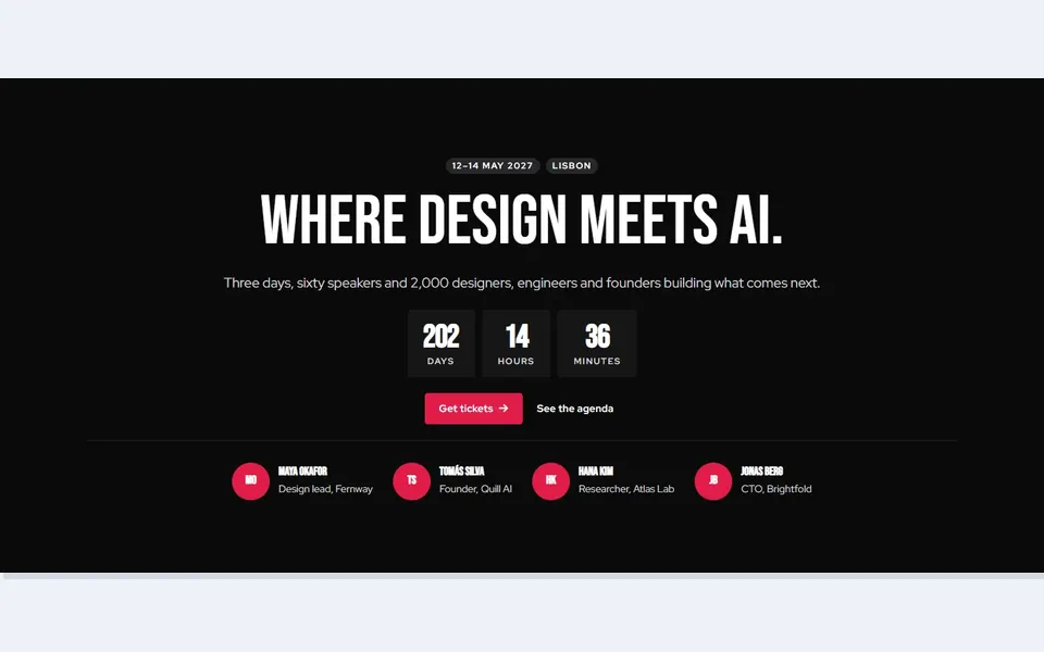 Conference countdown speakers — bricks hero sections template