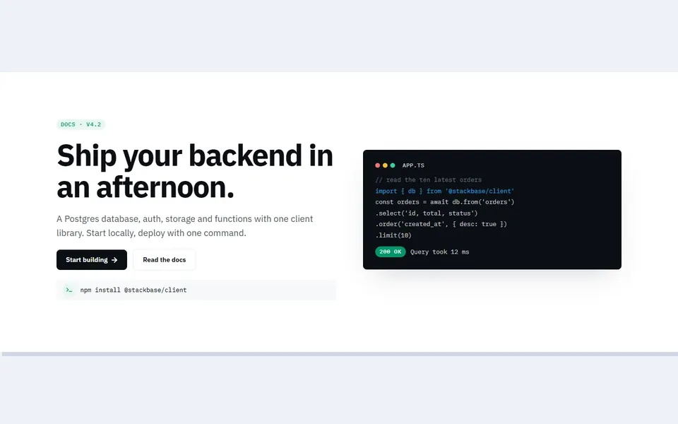 Developer code card — hero sections template