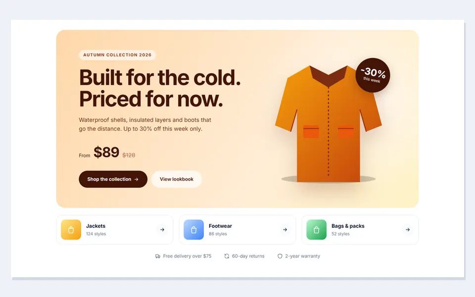 E commerce banner — hero sections template
