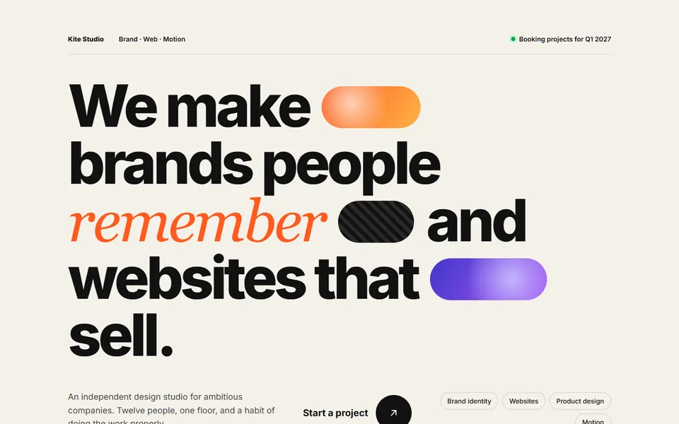 Big editorial type — hero sections template