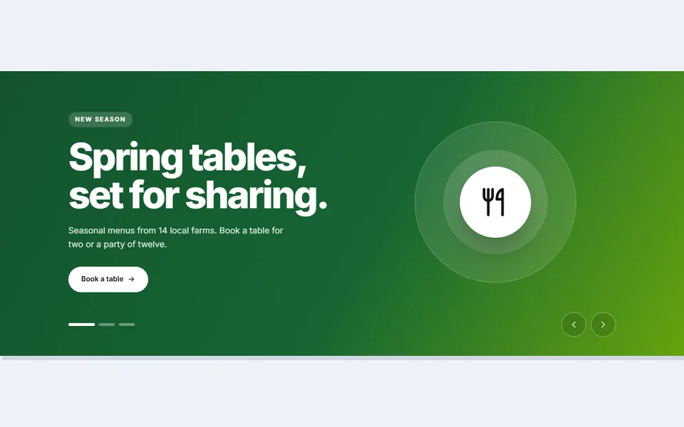 Slider — hero sections template