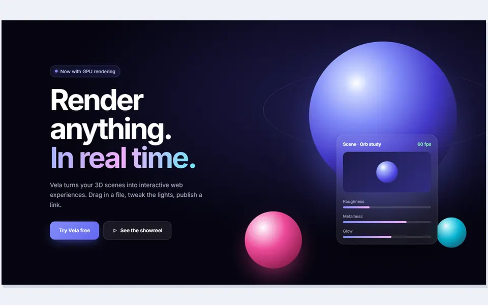 3D gradient orbs — hero sections template