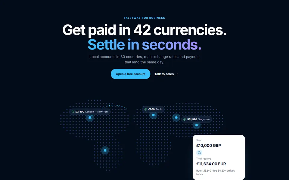 Global payments map — hero sections template