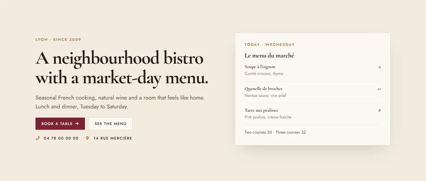 Maison: free Bricks landing page template