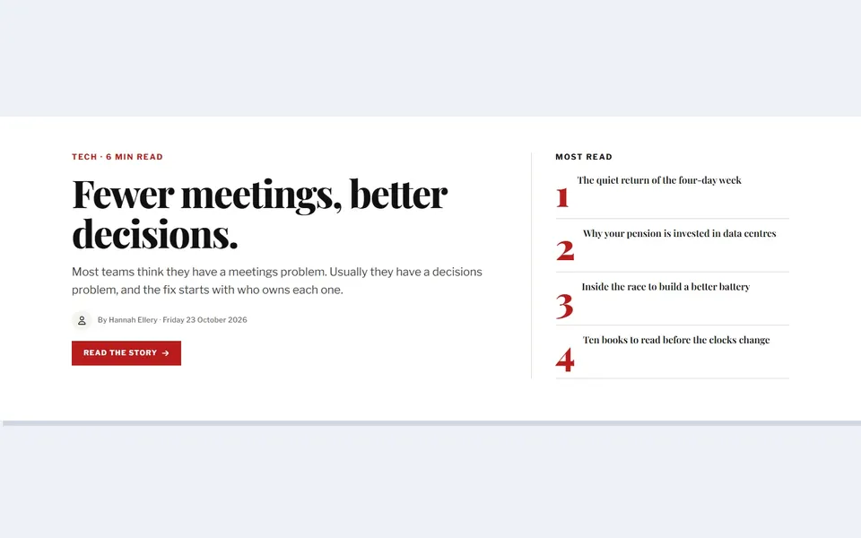 Weekly ledger — landing pages template
