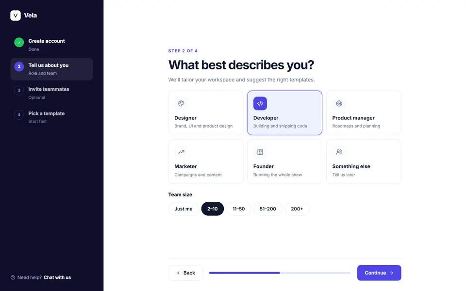 Onboarding steps — login & sign-up template