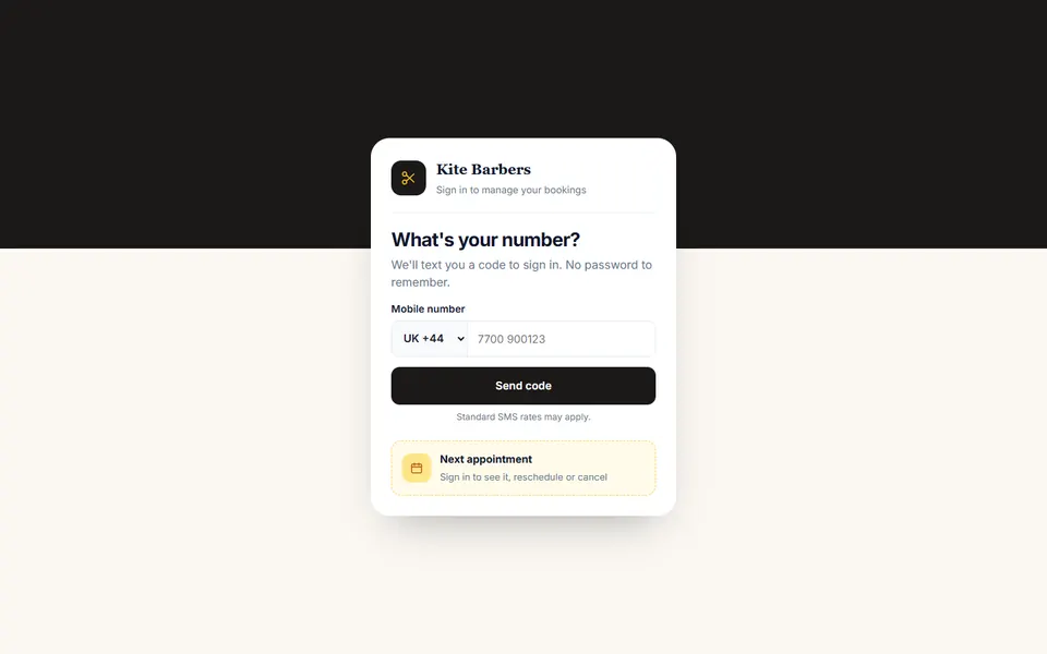 Phone number login — login & sign-up template