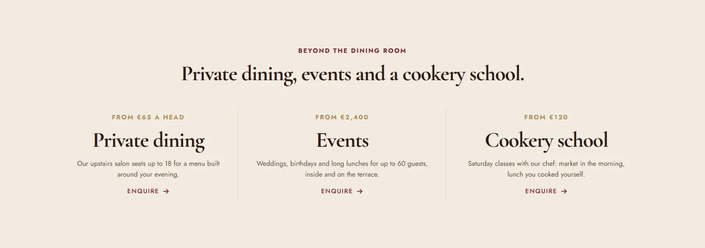 Bistro offerings: free Bricks services section template