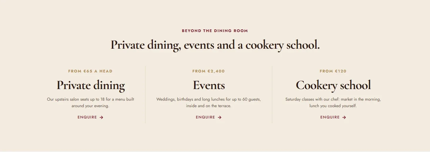 Bistro offerings: free Elementor services section template