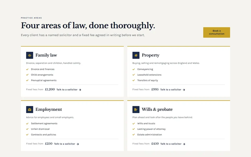 Law practice areas — elementor services template