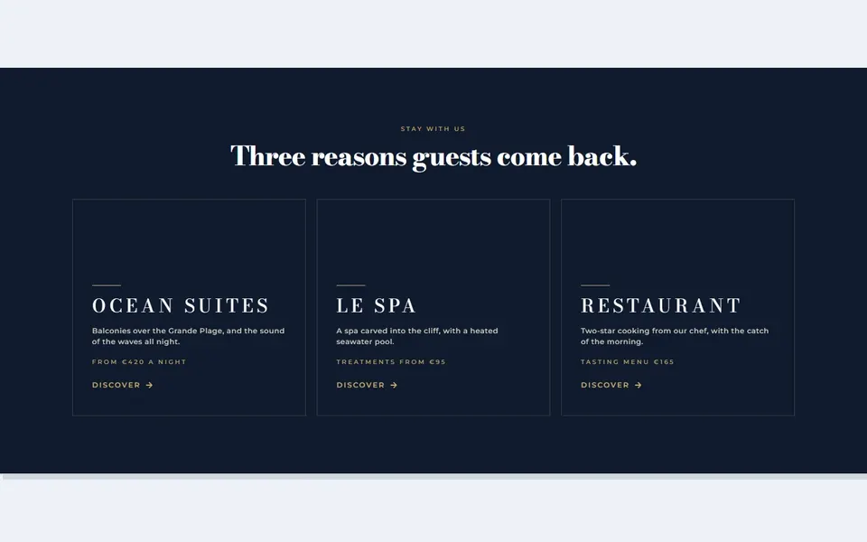 Hotel experiences — elementor services template