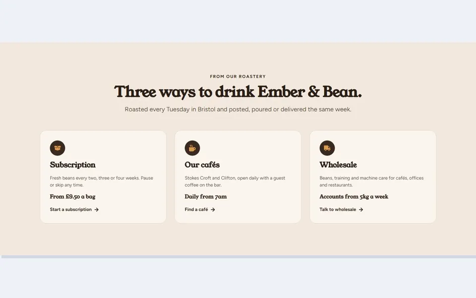 Coffee three ways — elementor services template