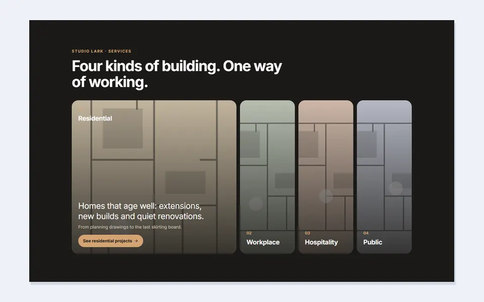 Expanding service panels — services template
