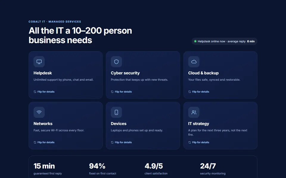Flip card it services — services template