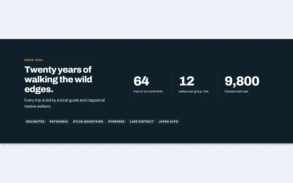 Adventure trip stats — bricks stats & numbers template