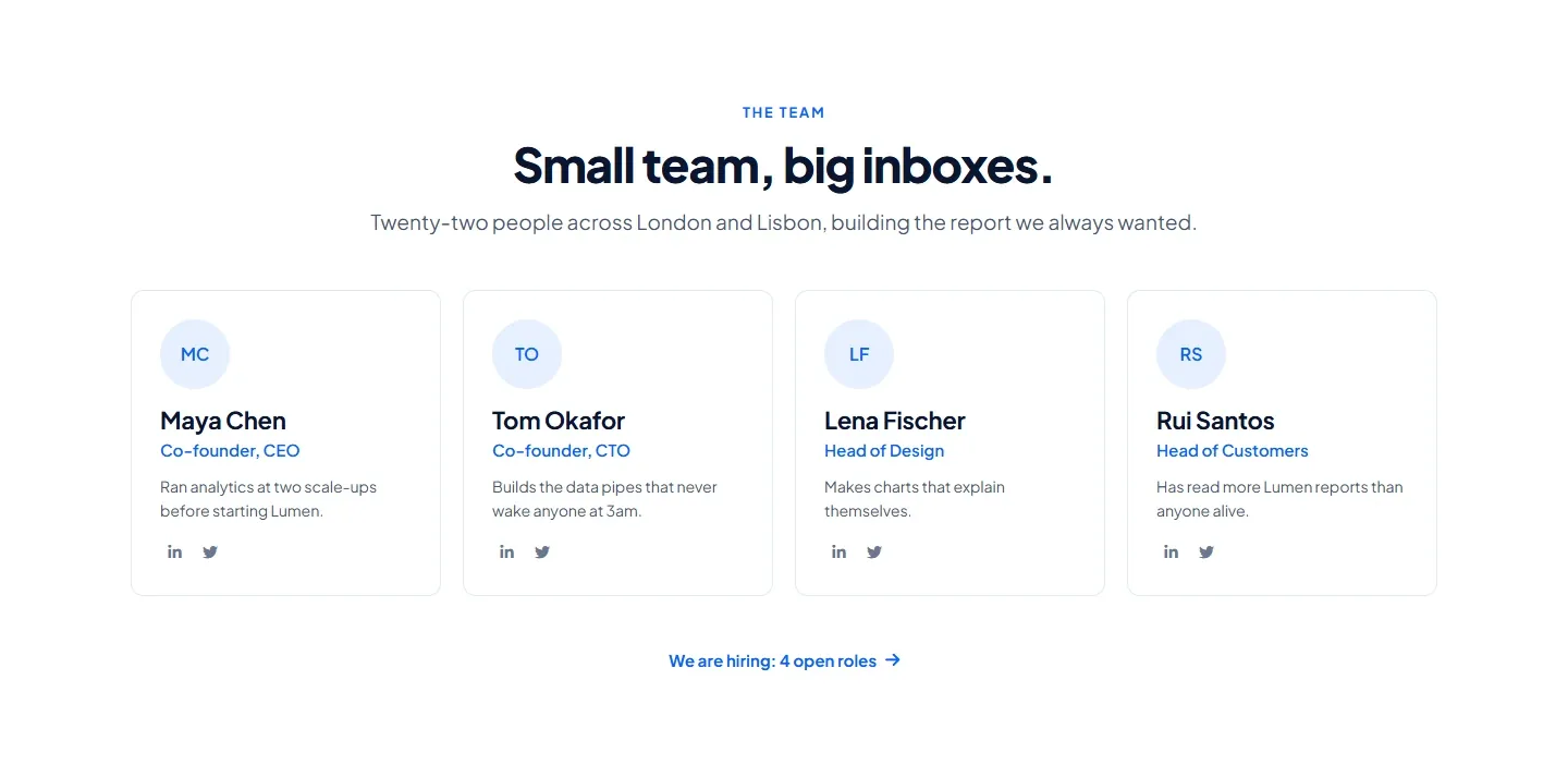 SaaS avatar cards: free Bricks team section template