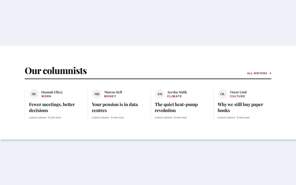 Newspaper columnists — bricks team & about template