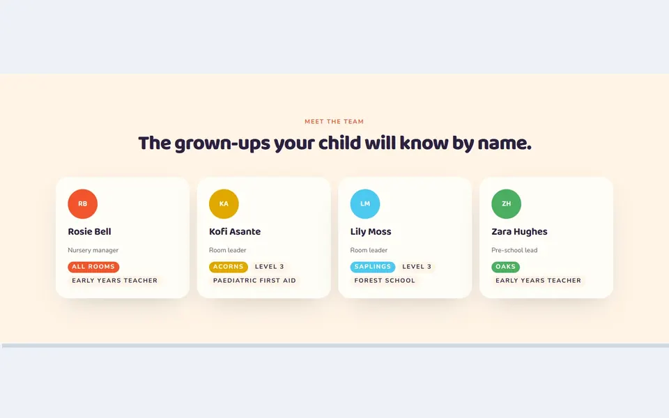 Nursery staff — bricks team & about template