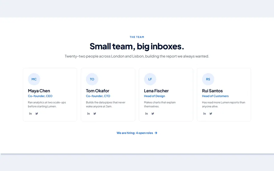 SaaS avatar cards — elementor team & about template