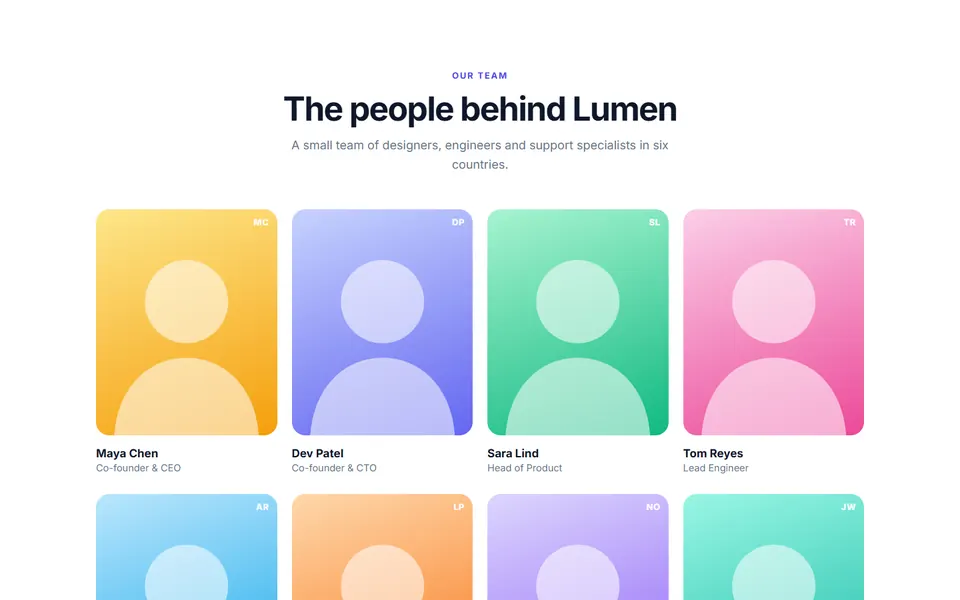 Team & about templates