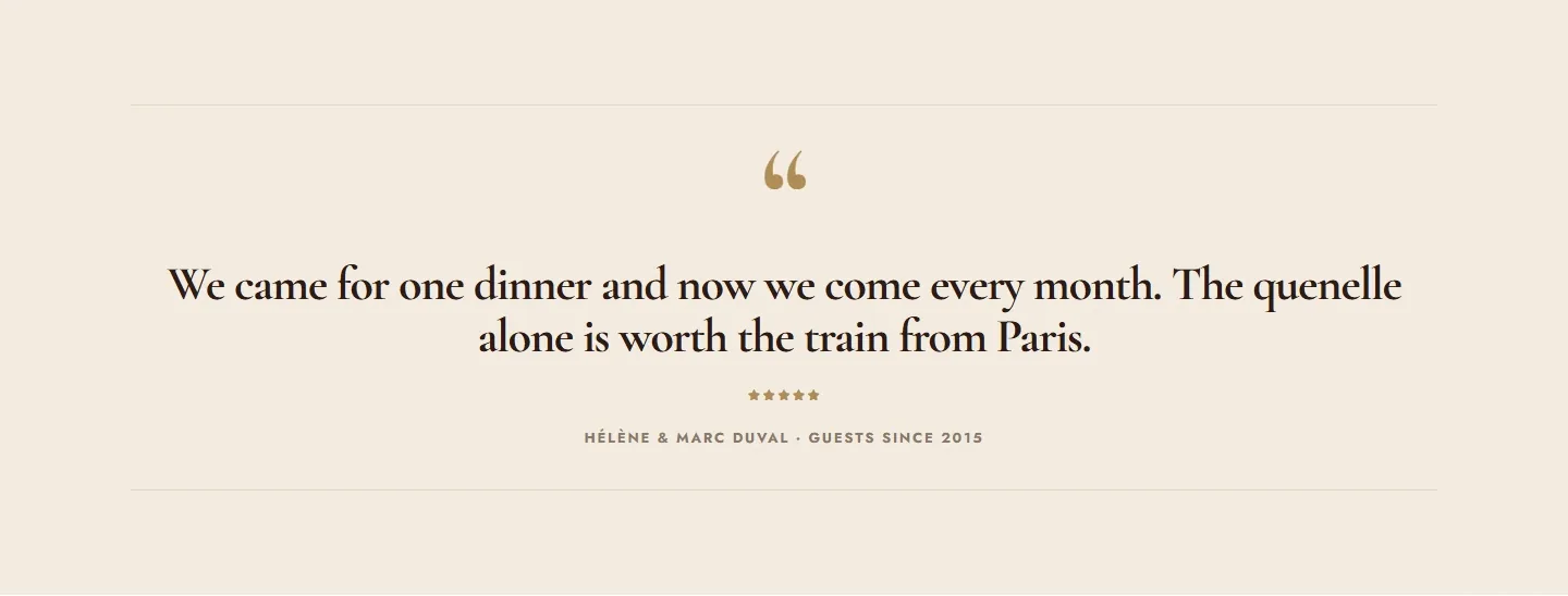 Bistro big quote: free Bricks testimonial section template