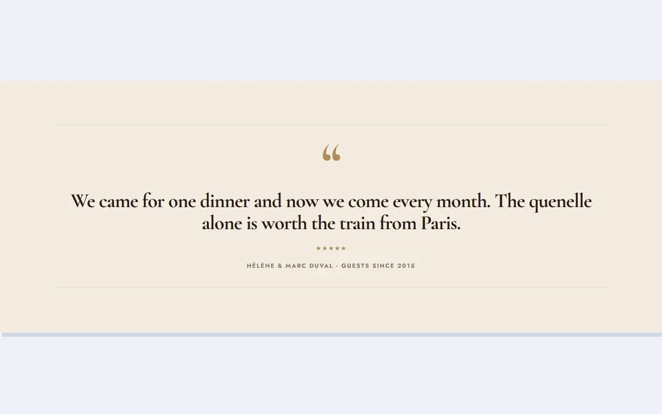 Bistro big quote — elementor testimonials & logos template