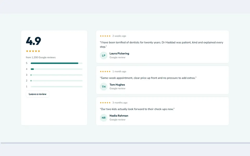Clinic rating summary — testimonials & logos template