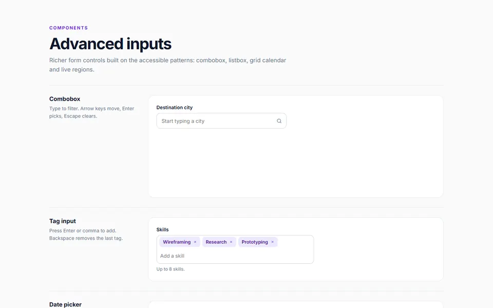 Advanced inputs — ui components template