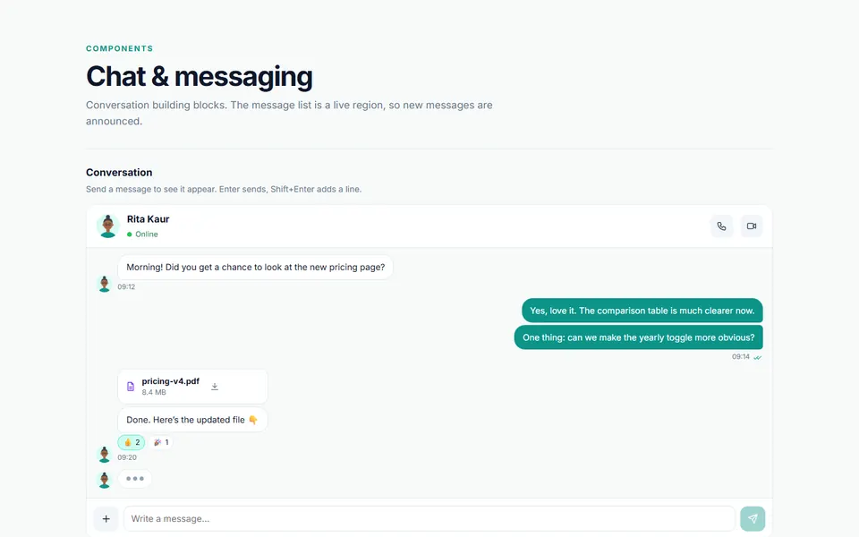 Chat and messaging — ui components template