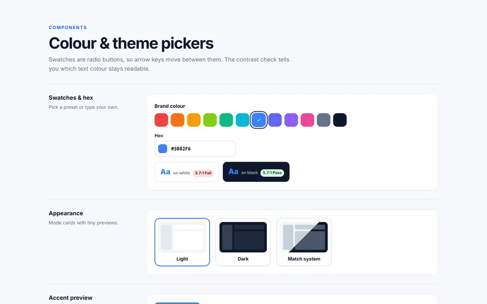 Colour and theme pickers — ui components template