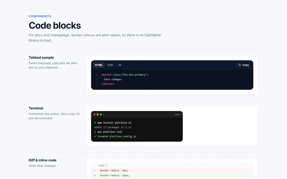 Code blocks — ui components template