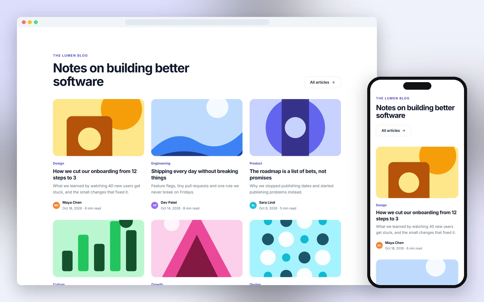 HTML Blog Section Templates — 36 blog and content sections in plain HTML & CSS, free